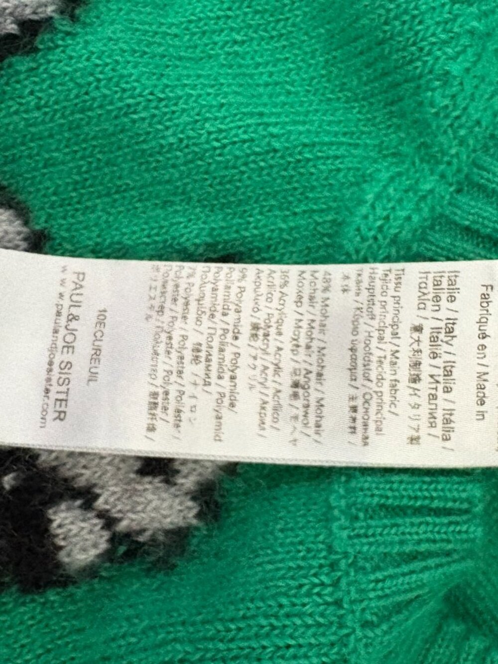 Paul and Joe Green Sweater with Grey Squirrel Motif size 2 - Picture 3 of 8